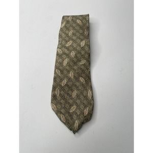 Unicef Men Silk Neck Ties Green Gold Italy Germany Historical Vintage 3.25"